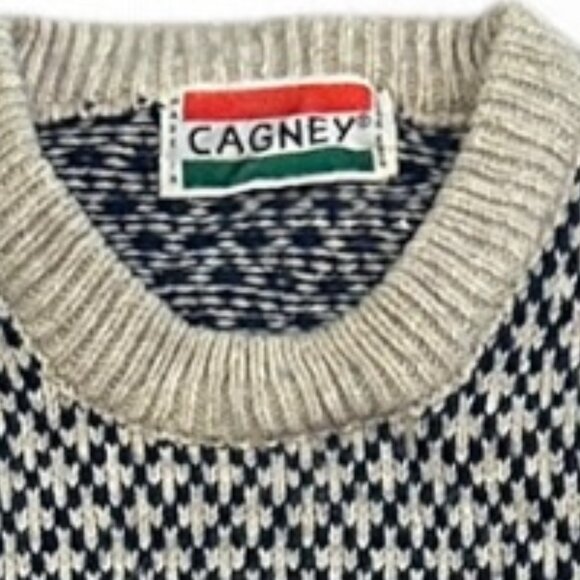 Vintage Wool Sweater Made in Hong Kong 80s Geometric Zig Zag Knit Retro Menswear - Picture 5 of 5